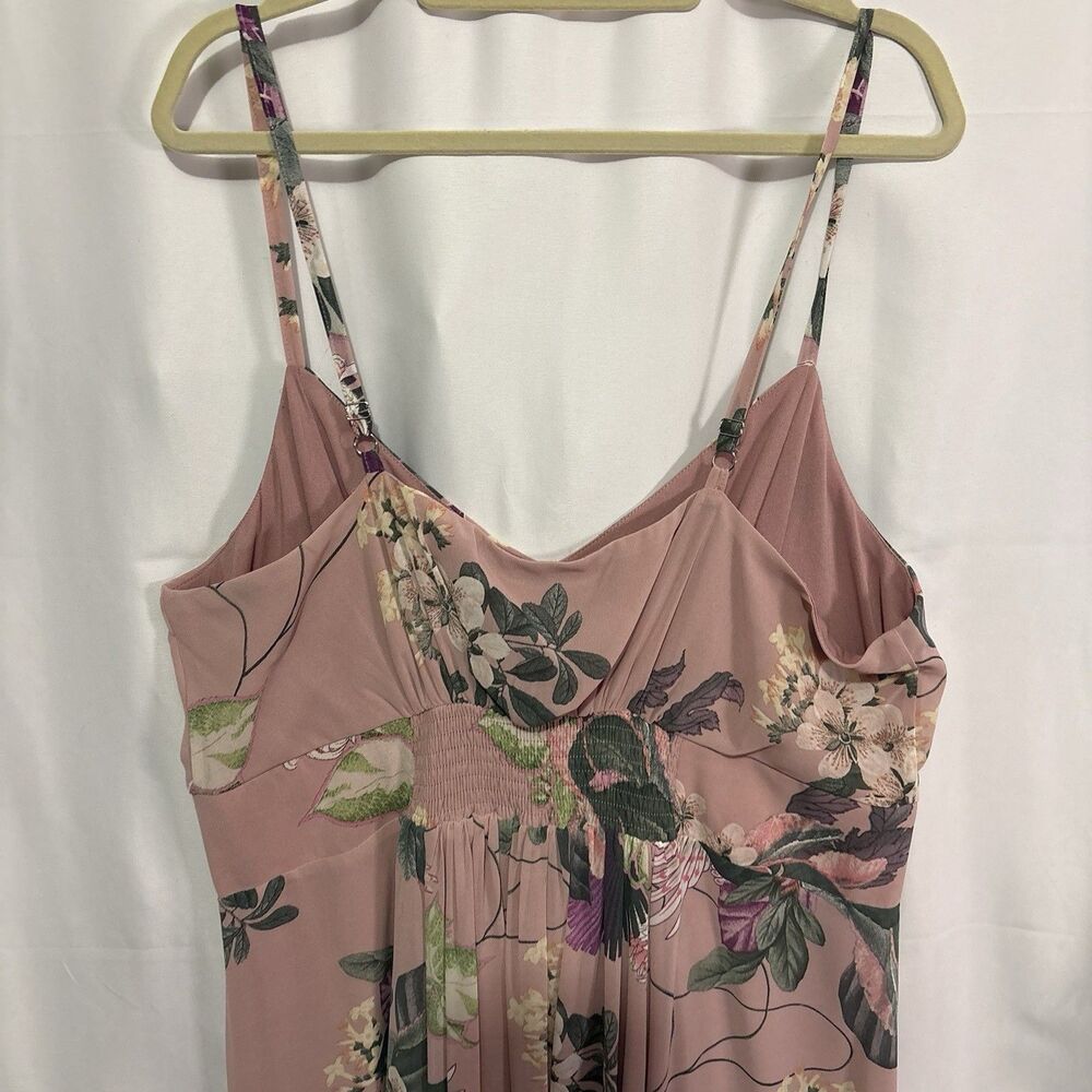 City Chic Maxi Mila Pink Floral Adjustable Strap Maxi Dress L/20 Wedding Guest - Picture 8 of 9